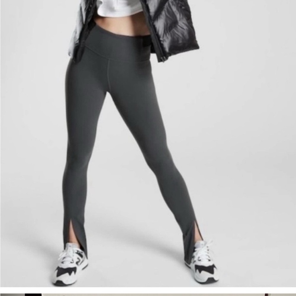 Stylish Gray Leggings with Ankle Slits - Aura Split Pant in Powervita